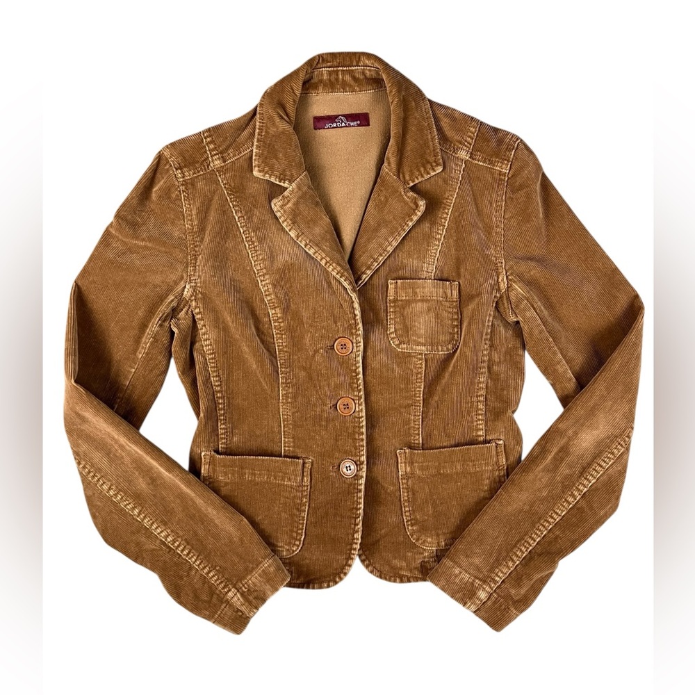 Y2K Jordache Fitted Blazer Junior’s Medium Tan Corduroy 3 Button Closure